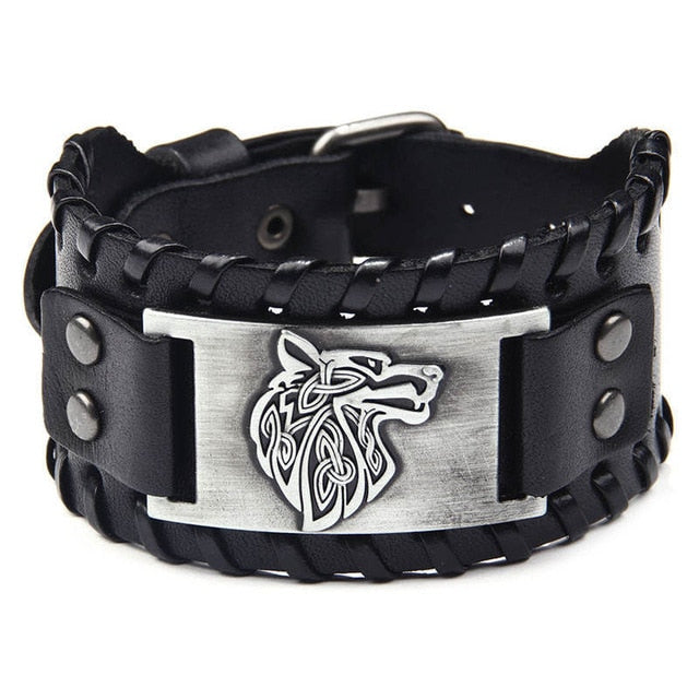 Leather Fenrir Bracelet - VikingLifestyles 